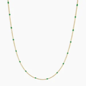 18K Gold Plated Green Enamel Necklace